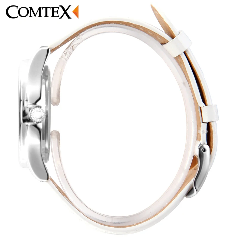 Comtex Для женщин часы с перламутровым циферблатом и белая кожа бабочка модные