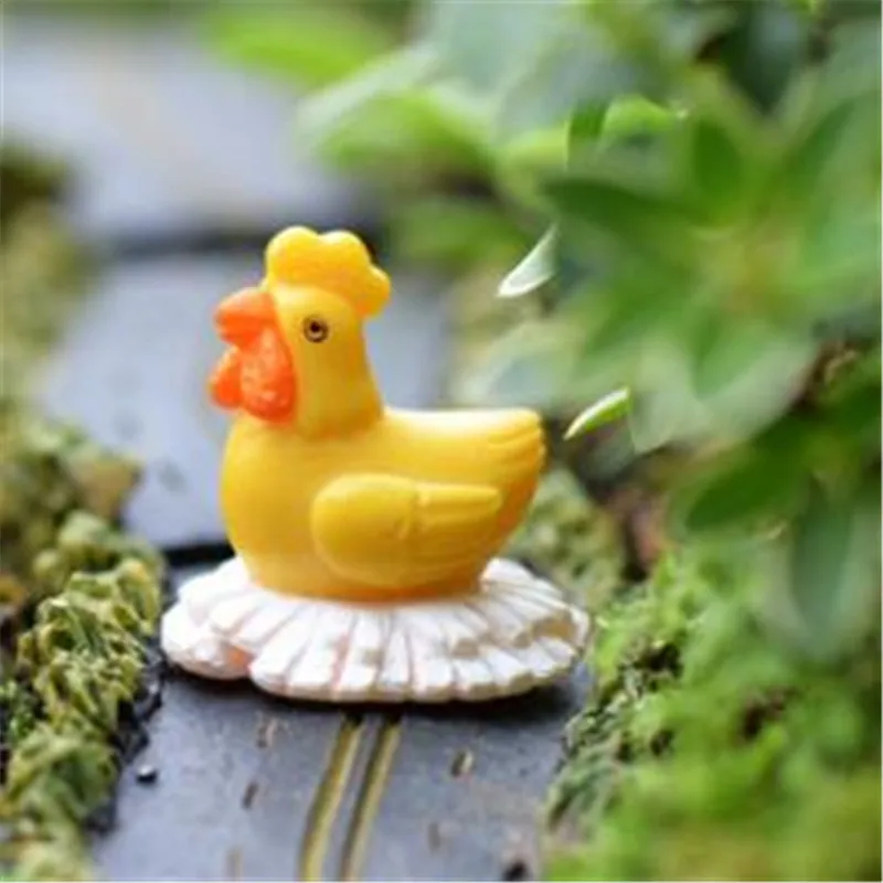 Mini cartoon animal 26mm chicken DIY resin small ornaments Moss microlandscape Decoration Christmas gift free shipping | Дом и сад