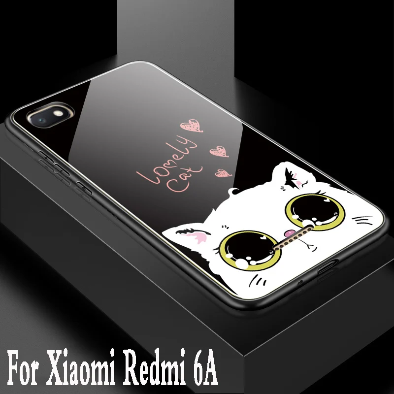 Роскошный чехол для Xiaomi Redmi 6A из закаленного стекла с 3d рисунком мультфильма