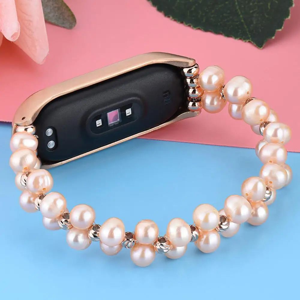 Сменный Браслет с ремешком+ металлический чехол для Xiaomi Mi Band 4 модный элегантный белый браслет с жемчужной цепочкой