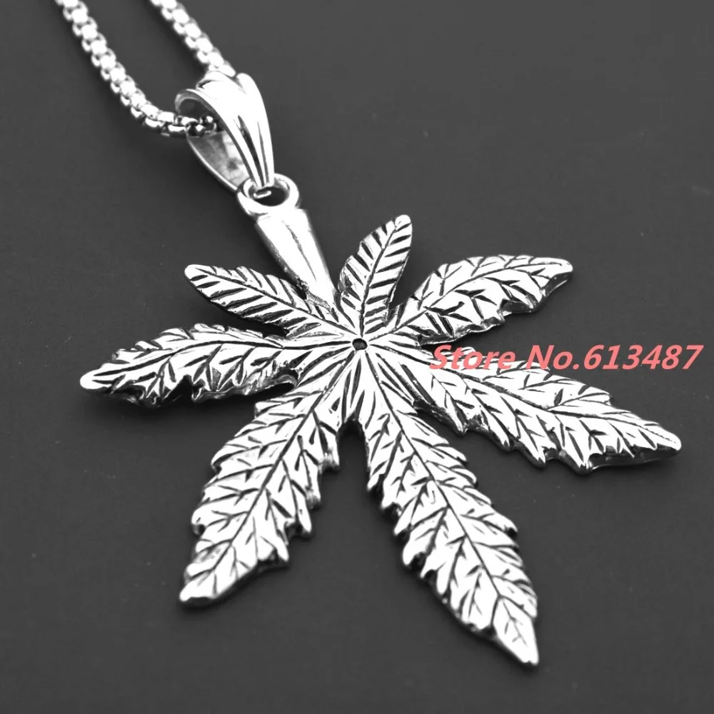 Топ Дизайн панк 316L Нержавеющая сталь серебристый черный большой кленовый лист