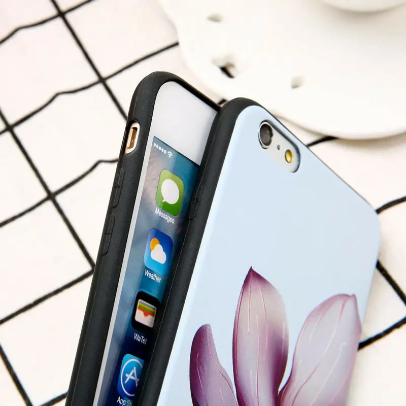 Ультратонкий чехол с цветком лотоса для iPhone 7 8 Plus X XS 3D мультяшный силиконовый 6 S