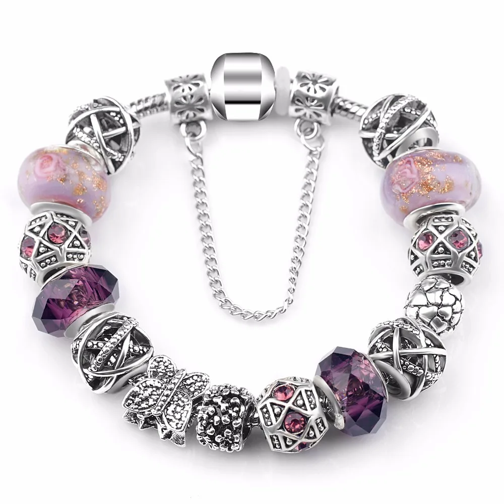 Женский браслет с шармами в форме сердца и цепочкой безопасности|heart charm bracelet|charm