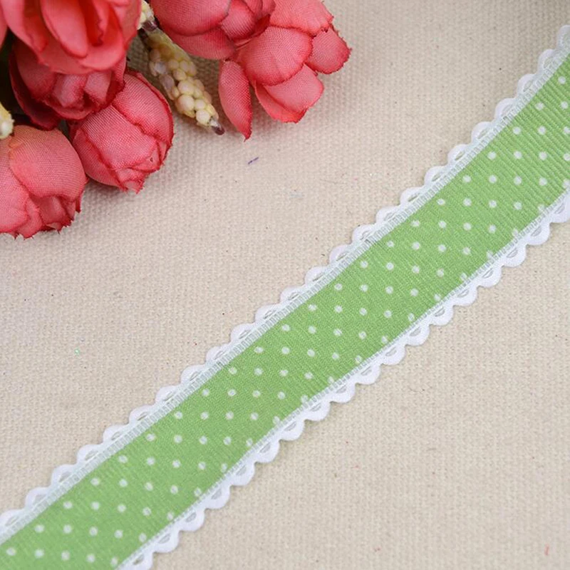 Grosgrain ленты печати горошек кружева край 25 мм Высокое качество DIY свадебная одежда