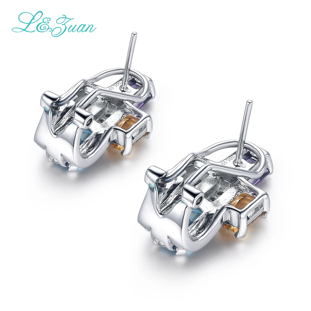 L &amp zuan серьги-гвоздики из натурального серебра 1 058ct аметист фиолетовый камень