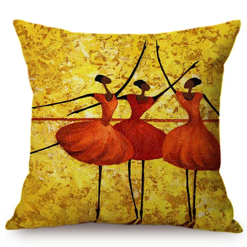 

Africa Museum Art Corridor Decoration Pillow Cover Abstract Painting Aboriginal Women Dancing Exotic Restaurant Cushion Cover