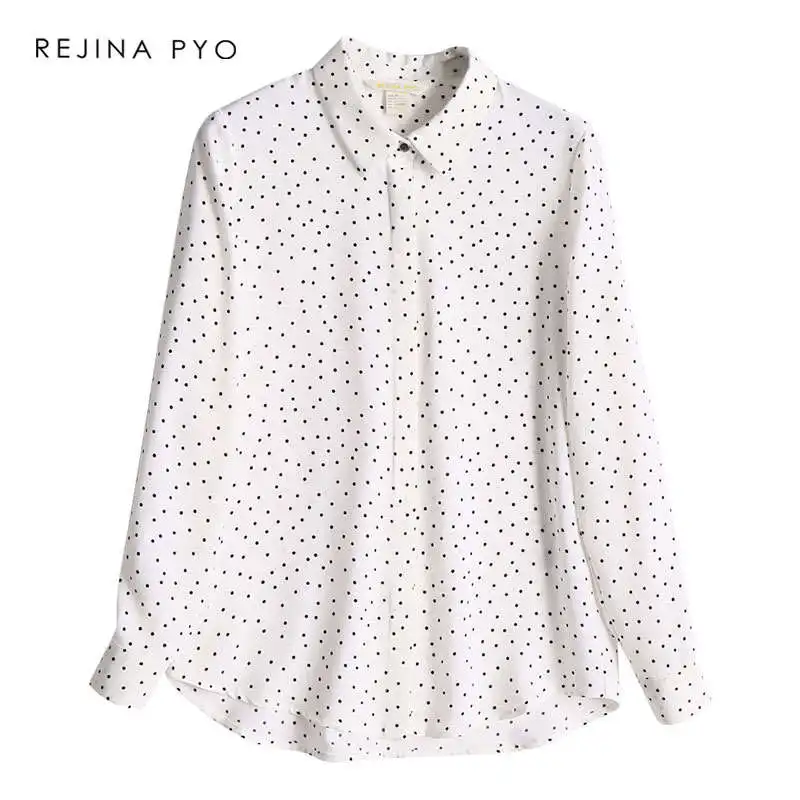 polka dot BIAORUINA, женская модная рубашка с длинным рукавом, однобортный Топ, Офисная Женская Повседневная шифоновая рубашка, женские свободные универсальные Топы - Цвет: polka dot