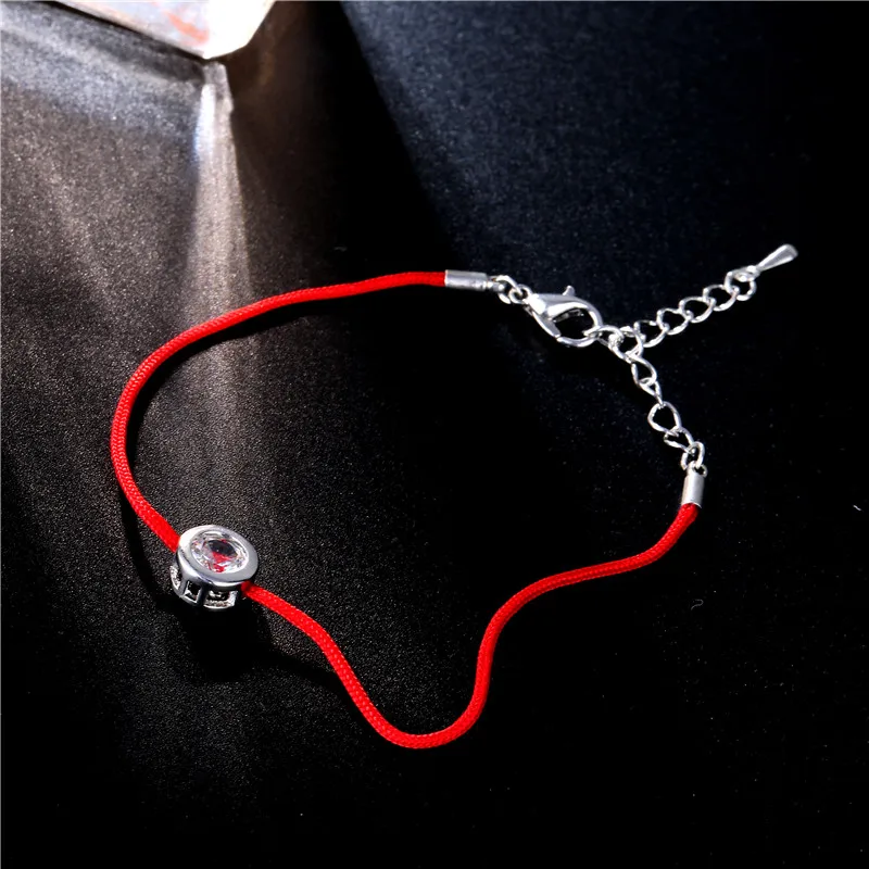 

FYM 9 Colors Red Rope Bracelet Round 6mm Cubic Zircon Charm Friendship Bracelets & Bangles for Women Wedding Party Jewelry Gift