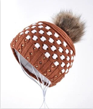 Женская зимняя шапка s Beanies Miss Bonnet, шапка для девочек, женская вязаная шапка, женские шапки Gorra, клетчатая кепка Beanie - Цвет: Коричневый