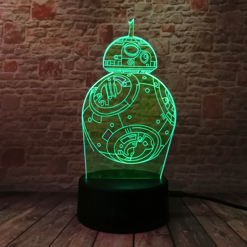 Звездные войны Legends BB 8 Робот 3D светодиодный Ночной светильник 7 цветов меняющее