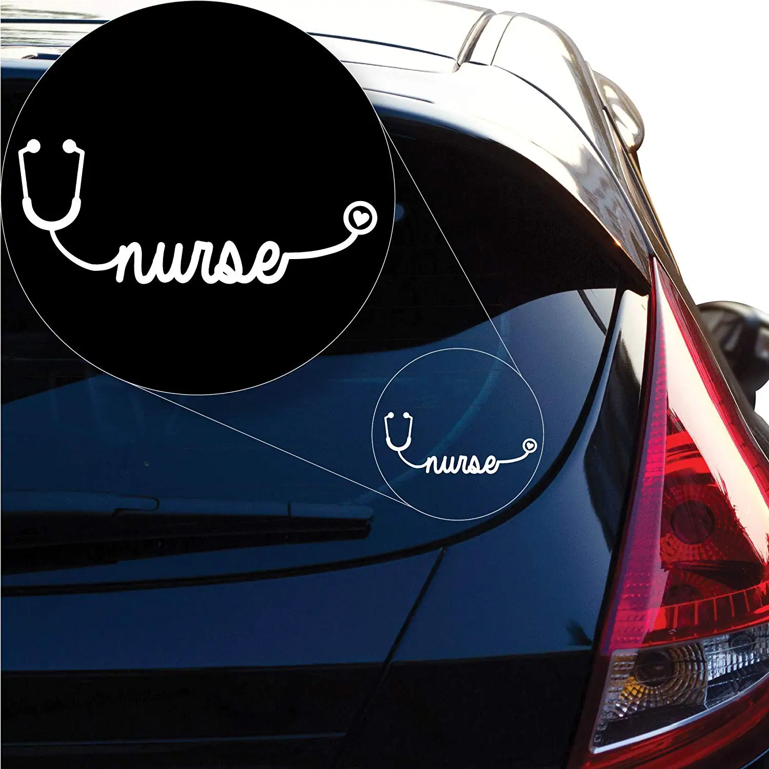 

Yoonek Graphics Nurse Stethoscope Decal Sticker Car Window, Laptop More. # 1305 (3" x 7.4", White)