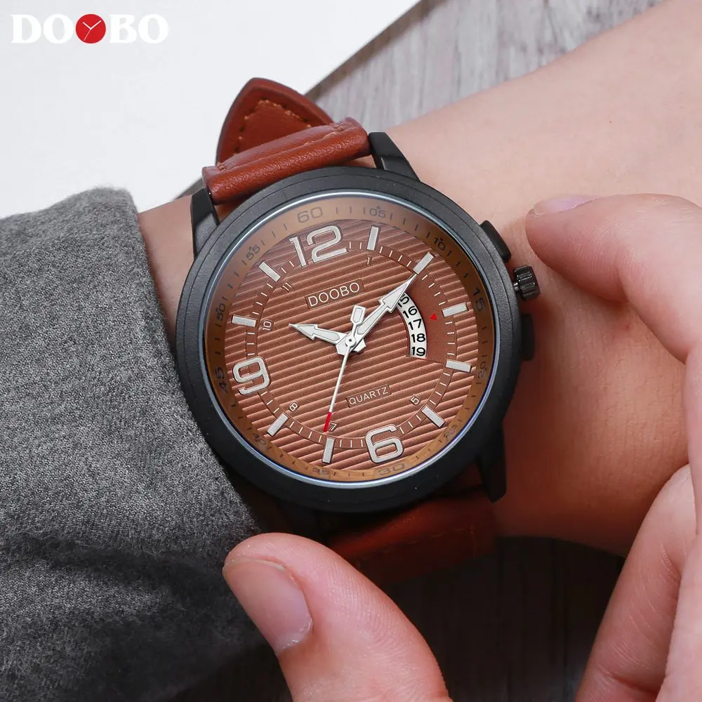 DOOBO Relogio Masculino мужские часы Лидирующий бренд роскошные кожаные модные