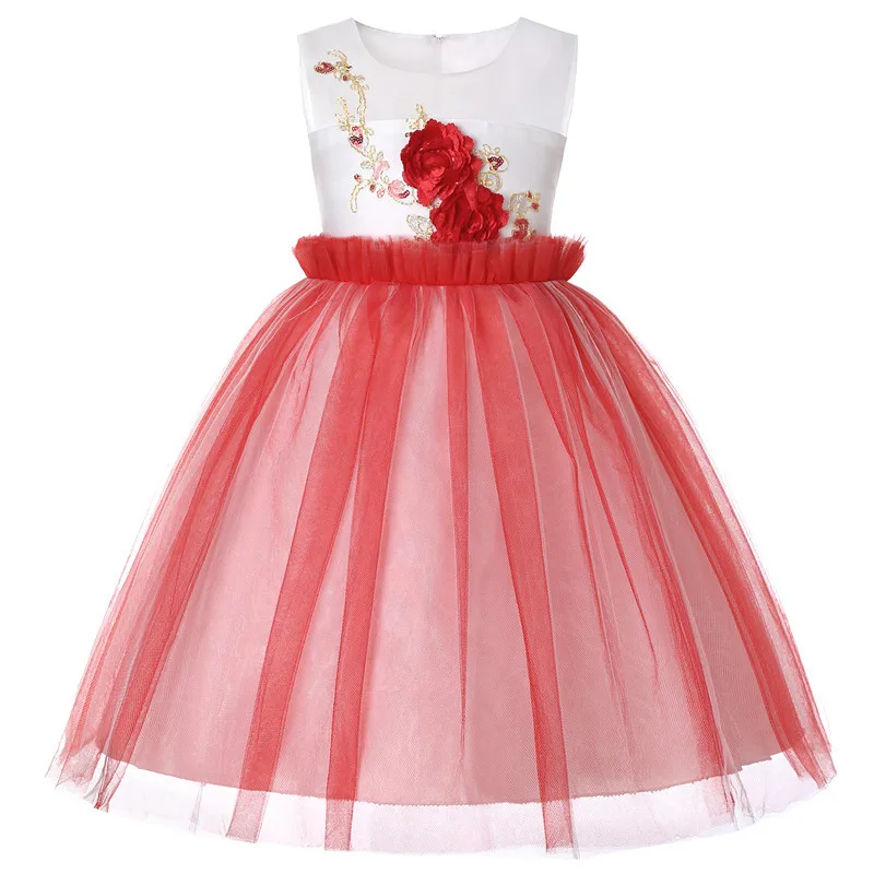 Летнее платье пачка для девочек детская одежда принцессы с цветочным узором