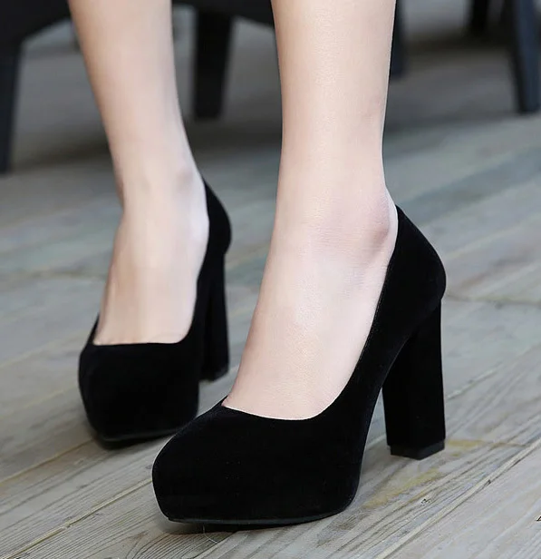 2015 black Square heel large-scale Slip 