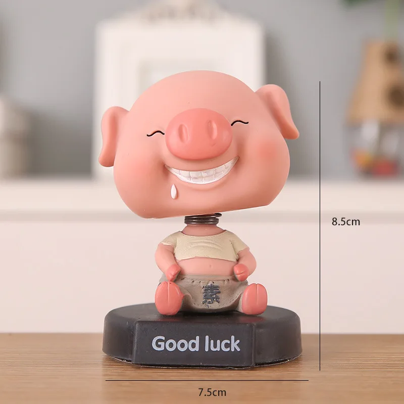 VILEAD Милая Статуэтка свинки удачи с пружинной шеей виброобразная голова свинья