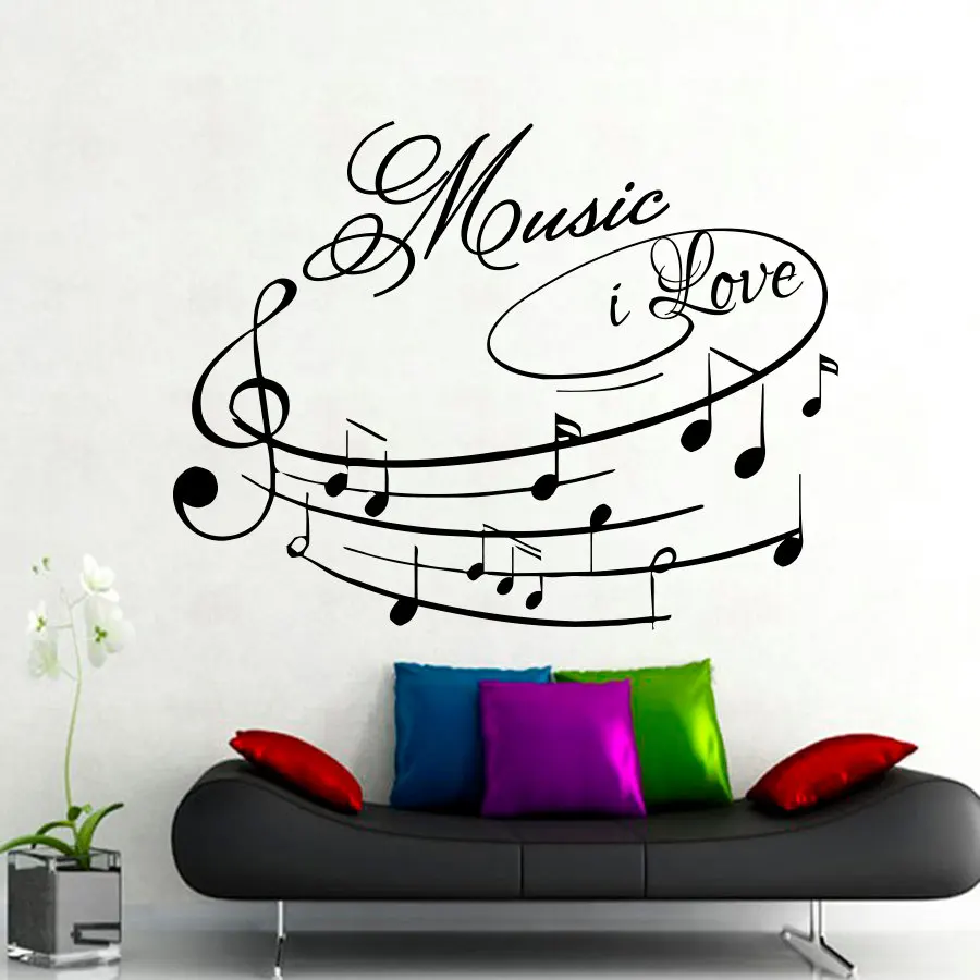 

ZOOYOO Music I Love Wall Decals Removable Art Design Home Decor Wall Sticker Musical Note For Living Room