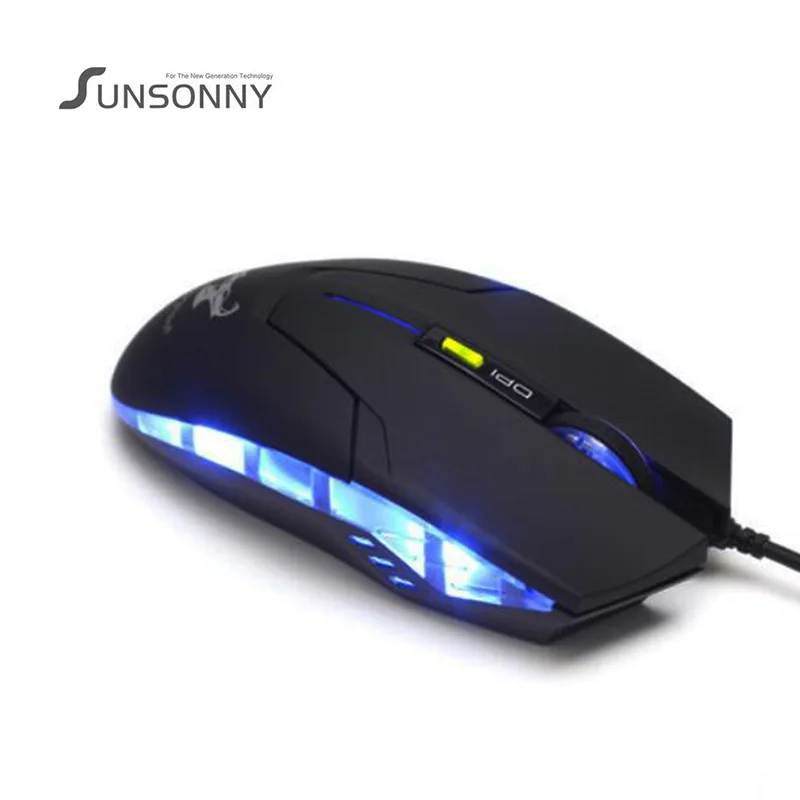 SUNSONNY новый фирменный стильный синий светильник 6D нескользящая проводная USB мышь