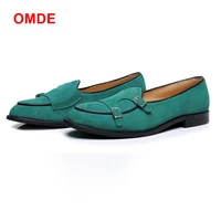 omde new fashion monk strap shoes cow suede leather loafers men driving shoes moccasins casual shoes mens flats plus size