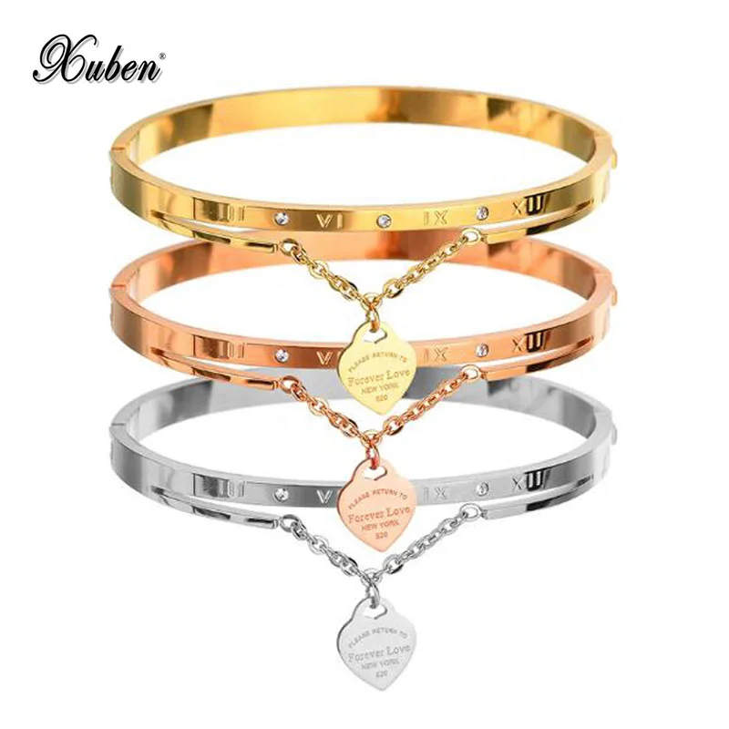 New Rome Digital Rose Golden Stainless Steel Bracelet Forever Love Hanging Hand Jewelry | Украшения и аксессуары