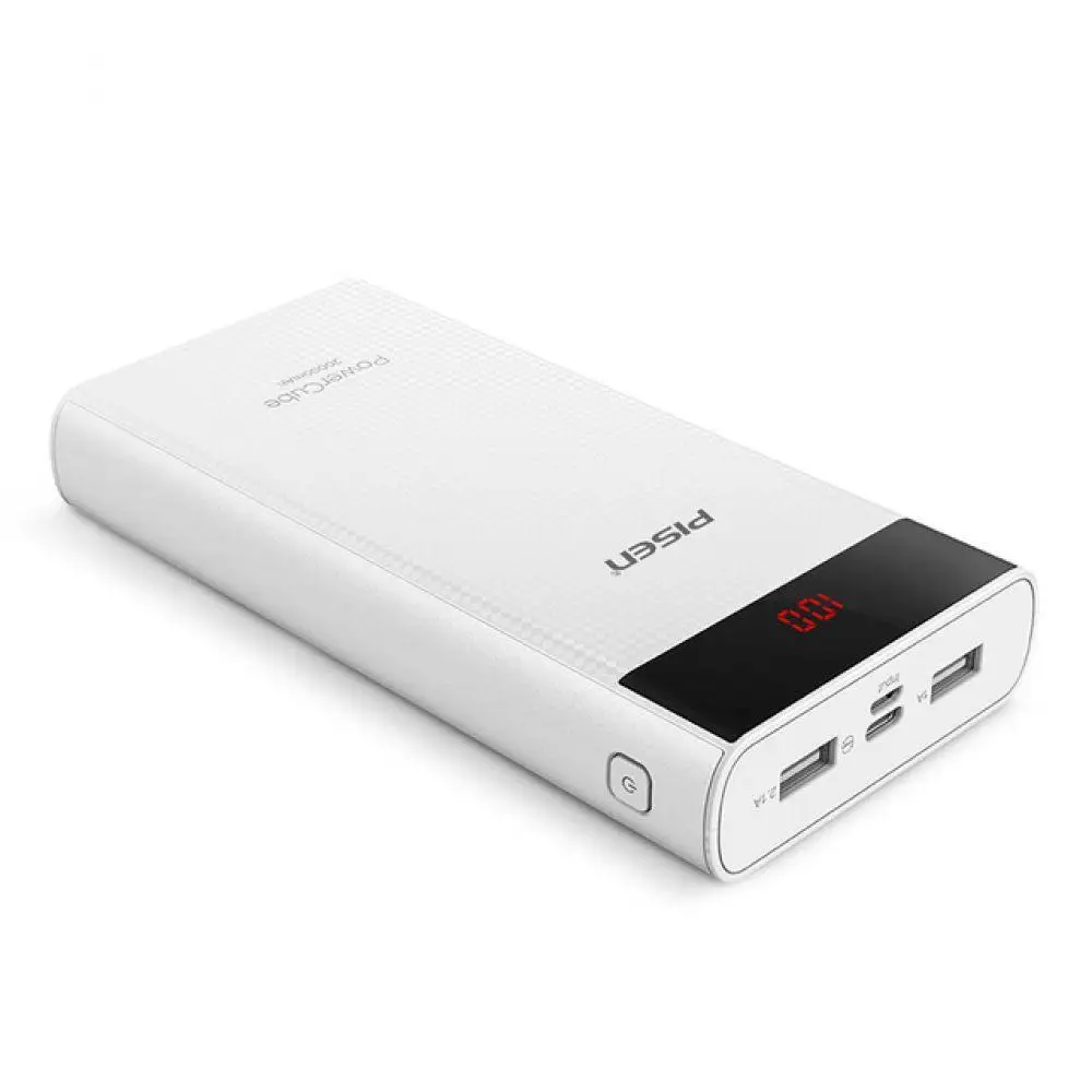 PISEN LED 20000 мАч Power Bank Type C Micro USB внешний аккумулятор для телефона Быстрая зарядка