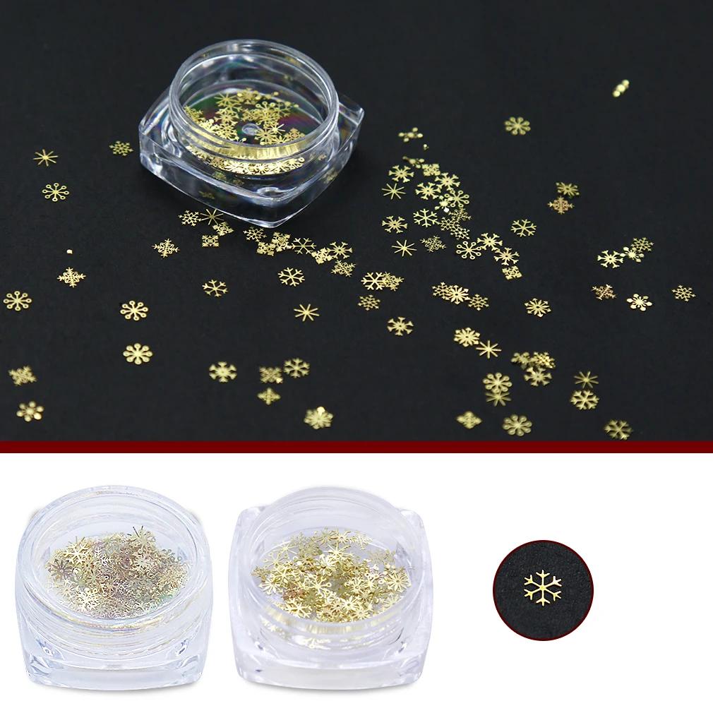 1 коробочкой дизайн ногтей украшения Блеск Снежный Золотой Серебряный наклейки