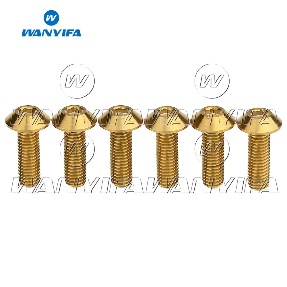Титановый "Wanyifa" болты M8X25mm Аллен с полукруглой головкой винт для велосипеда диск для мотоцикла тормоза винт 6 шт - Цвет: Золотой