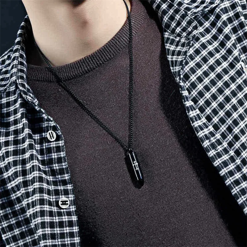 Модные панк Украшения для мужчин черный Пуля Подвеска Цепочки и ожерелья крест