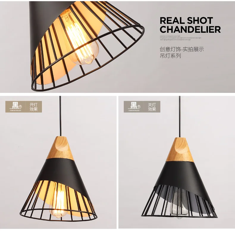 Nordic modern minimalist wood and cage Pendant light Restaurant Bar Cafe creative Macarons lamp iron Aluminum | Освещение