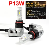 1 set super bright mini size p13w csp chips p20 car led headlight all in one turbo fan 11 front bulb lamp 45w 5200lm 6000k 12v