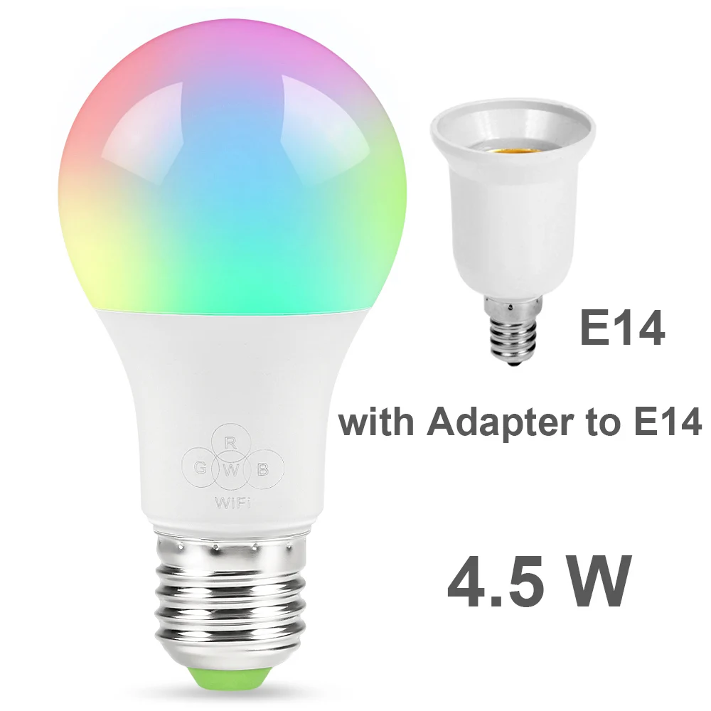 E14 4.5W WiFi умный светильник с регулируемой яркостью многоцветный E27/E14/B22 6,5 Вт Светодиодный светильник совместим с Alexa и Google Assistant Smart Home - Цвет: E14 4.5W
