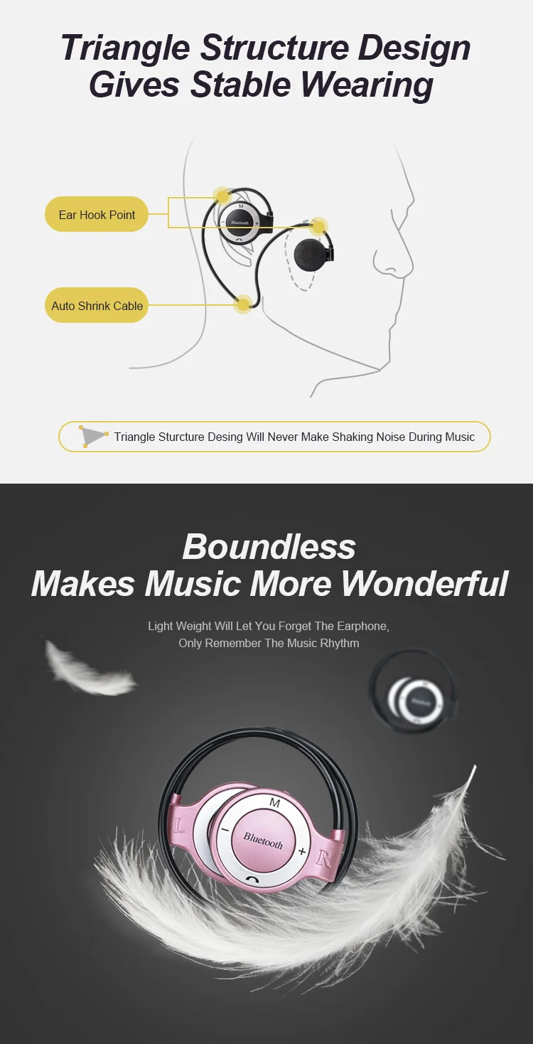 Беспроводные Bluetooth наушники Спортивная гарнитура V4.2 с микрофоном ушной крючок