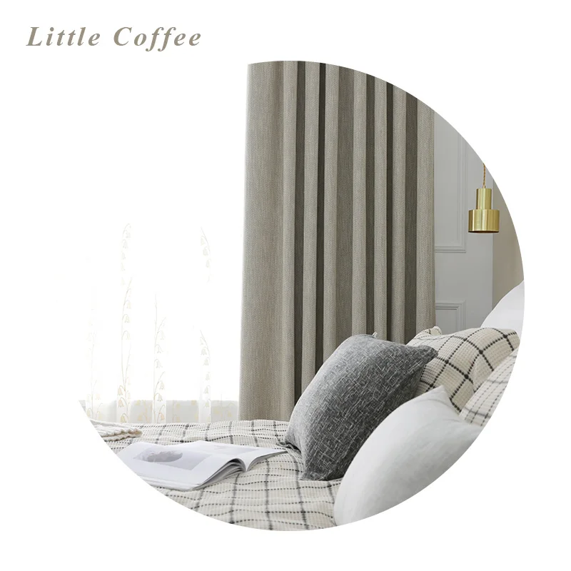 Little Coffee Роскошные занавески для дома CITYINCITY для гостиной, Затемненные полосатые занавески для спальни, сплошные занавески для кухни на заказ - Цвет: Little Coffee