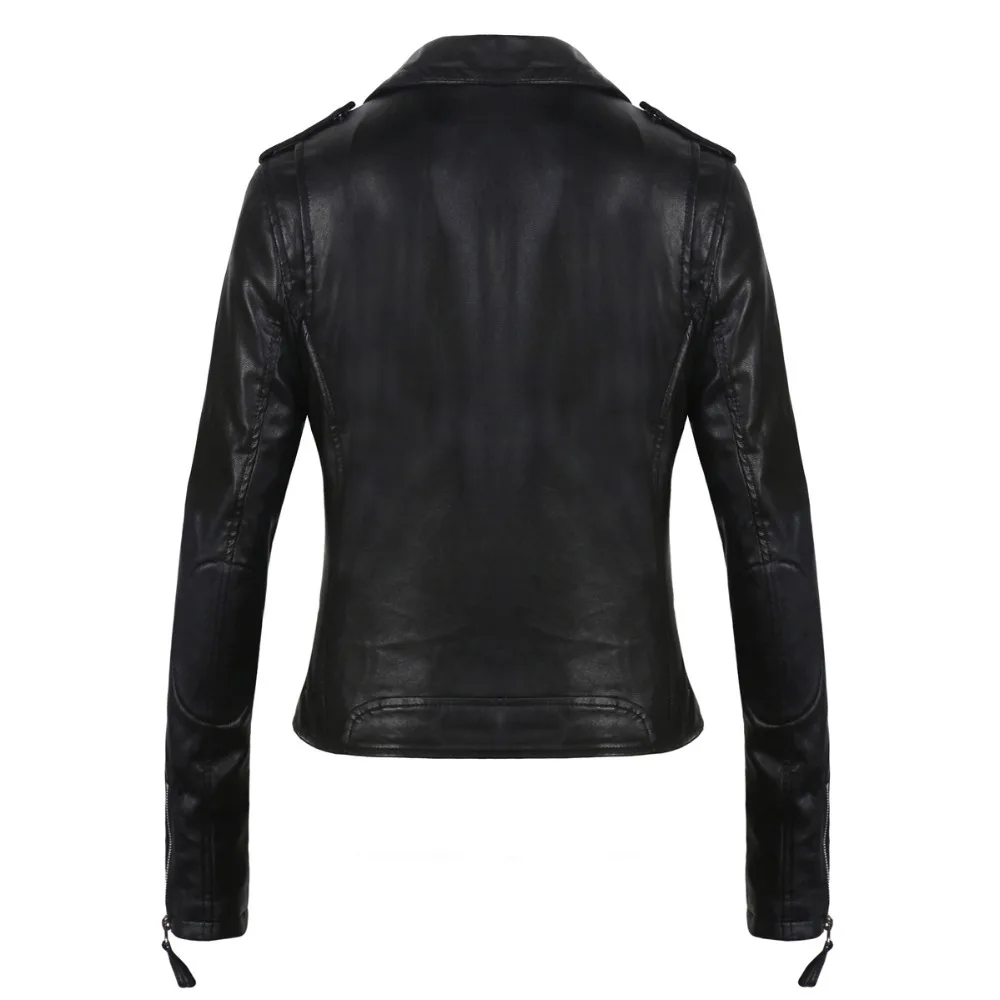 Весна Осень Новое Женское пальто короткая молния мотоциклетная кожаная куртка