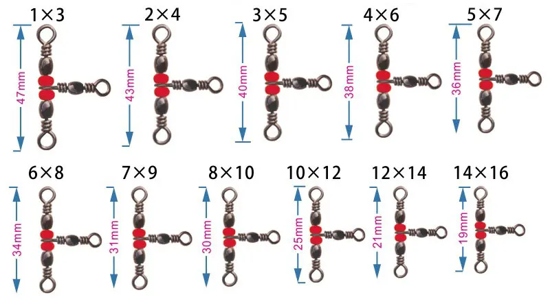 

[1000 pcs] Bulk Nickel Plated 3 Way Swivels Fishing Connector Fishing Tackle Accessory