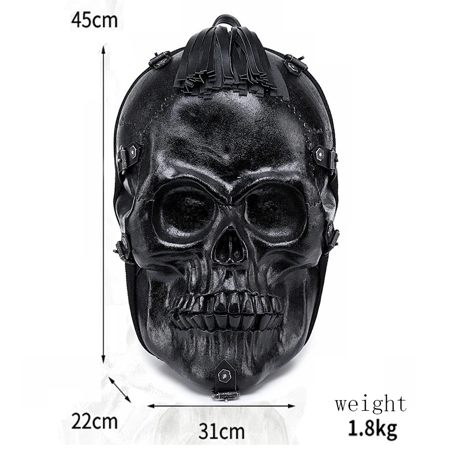 Fashion Halloween Skull Bags 2018 Cool 3D Backpack Black Tassel Bag Shoulders PU Leather Hallowmas | Багаж и сумки