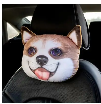 1pc headrest Автомобильная кошка Huskie собака плюшевое покрытие ремня безопасности подголовник для шеи бумажное полотенце Чехол держатель ткани мягкая игрушка подарок для девочки - Цвет: 1pc headrest