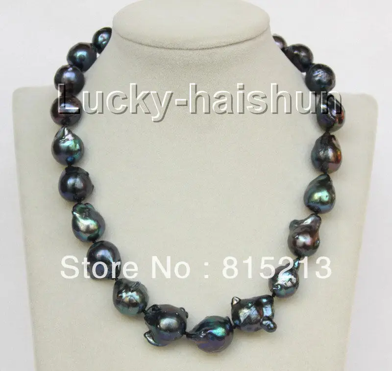 

ddh00677 17.5" 20mm Baroque black Reborn keshi pearls necklace