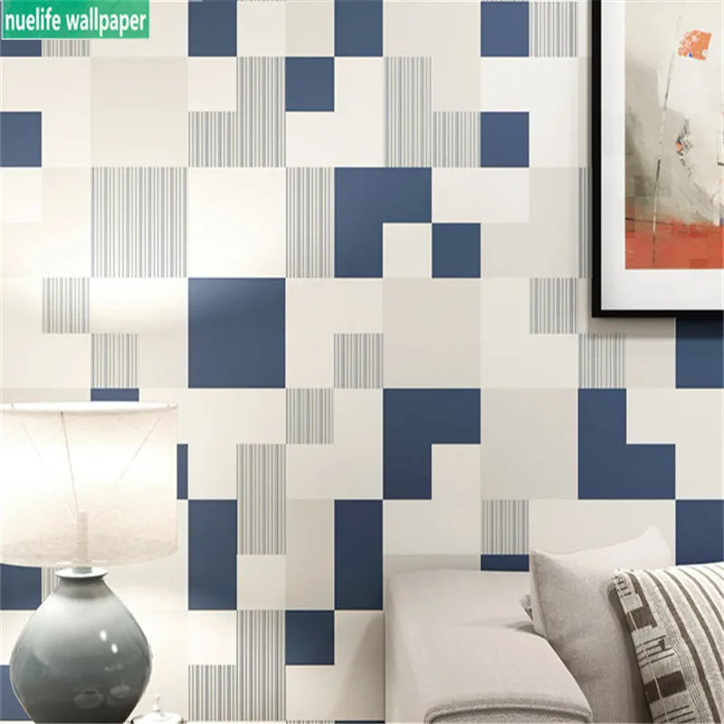 

Modern style green mosaic plaid pattern non-woven clothing store study living room dining room bedroom background wall paper