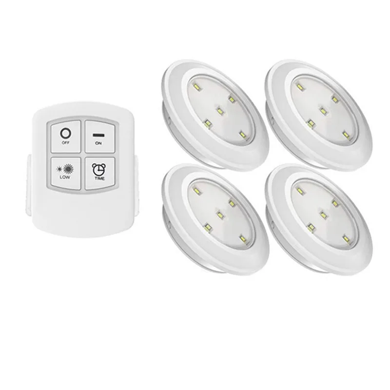4 lamp 1 remote Светодиодный светильник на батарейках, беспроводной сенсорный датчик или пульт дистанционного управления, светодиодный ночник для гардероба, лестницы, ящика - Цвет: 4 lamp 1 remote