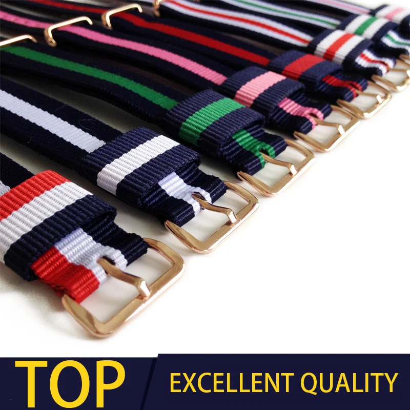 Высокое качество НАТО ремешок нейлоновый для часов daniel wellington 18 мм 20 полосатый