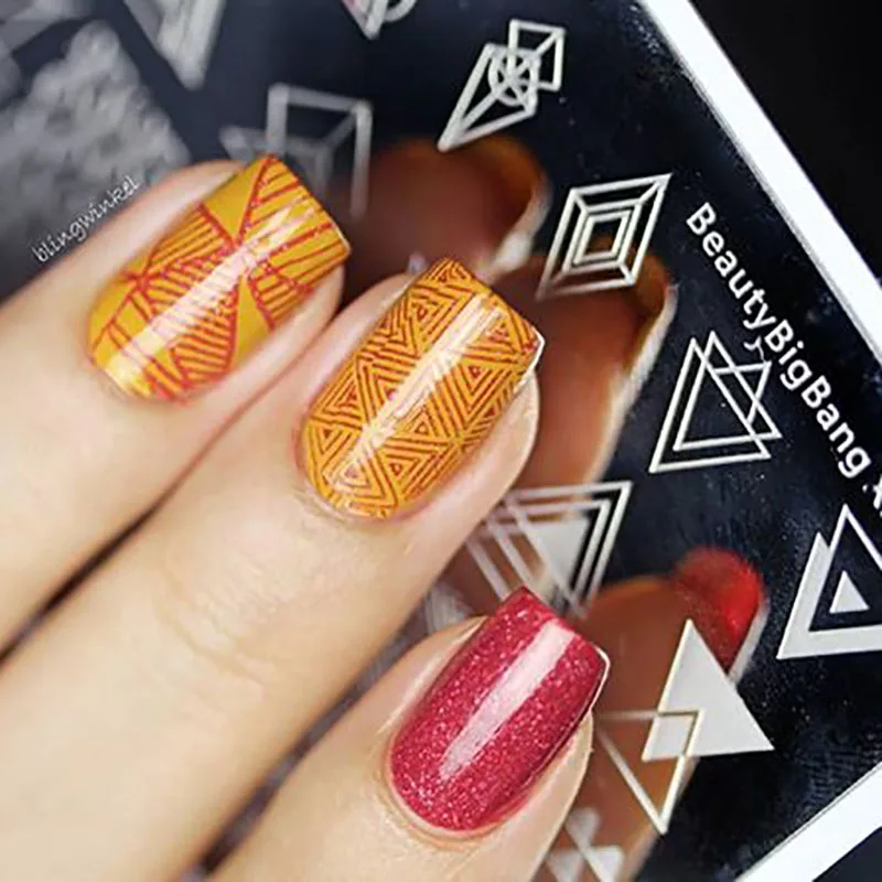Beautybigbang штамповочные пластины 6*12 см летние цветочные геометрические изображения из нержавеющей стали для маникюра трафарет для ногтей штамповочная пластина
