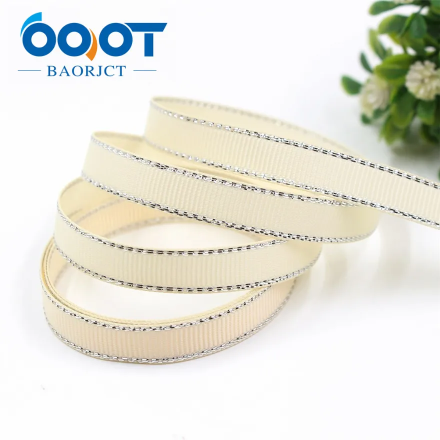 I-19316-570 OOOT BAORJCT I-19316-565 10 мм 10 ярдов Серебряный двусторонний grosgrain ленты, DIY лук кепки аксессуары и украшения - Цвет: I-19316-570
