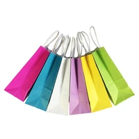 10pcslot multifunction soft color paper bag with handles 21x15x8cm festival gift bag high quality shopping bags kraft paper