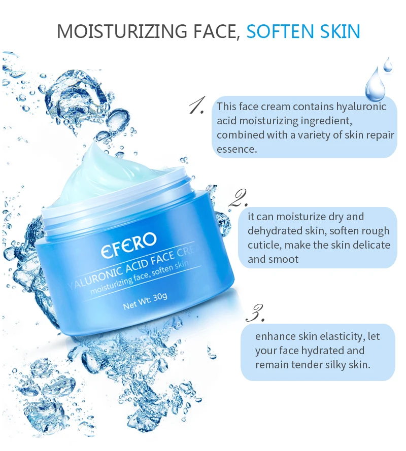 EFERO Hyaluronic Acid Essence Serum Vitamina C Whitening Moisturizing Face Cream Shrink Pore Remove Fine Lines Skin Care 30g
