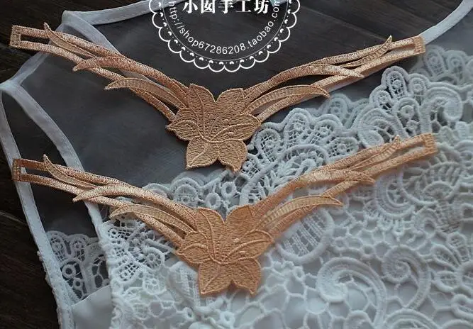2 шт. изысканный маленький вырез Кружевная аппликация хаки водорастворимый