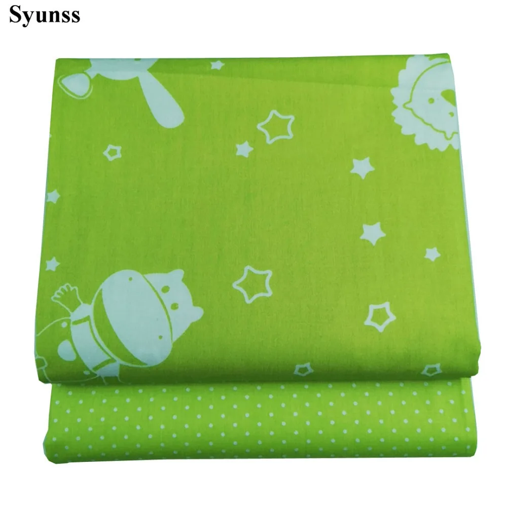 Syunss зеленая саржевая хлопчатобумажная ткань в горошек с принтом животных сделай