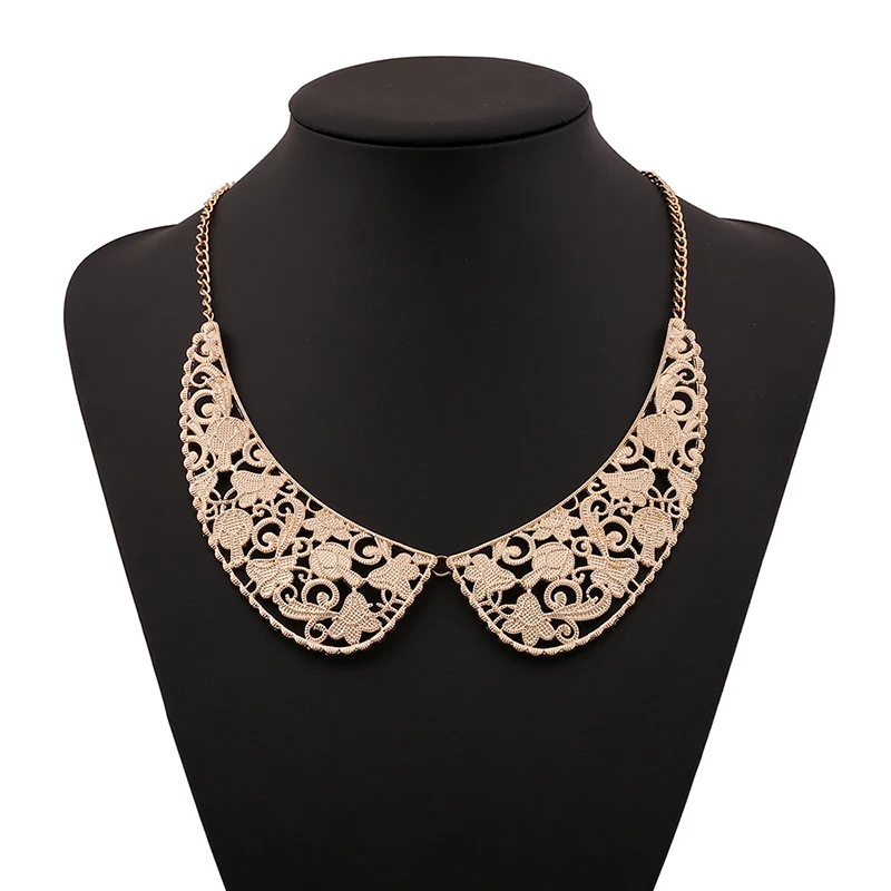 Женское винтажное ожерелье JZTOP ажурное металлическое в стиле ретро ювелирное