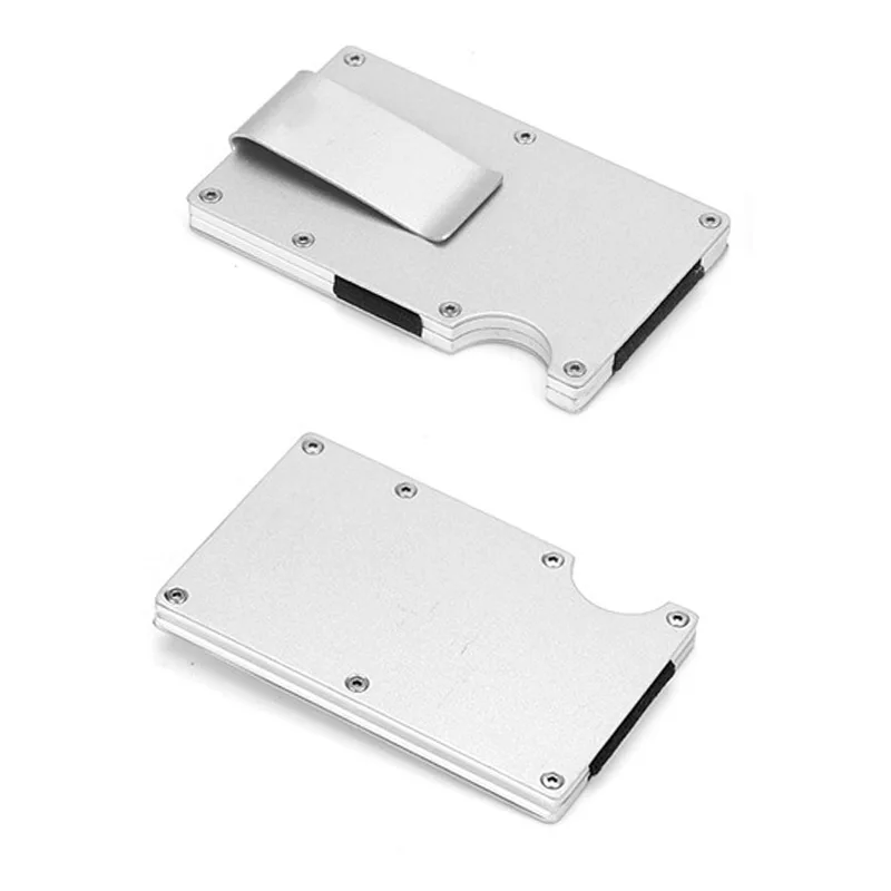 DIENQI тонкий алюминиевый металлический Анти RFID блокирующий держатель для карт, минималистичный кошелек для мужчин, Бизнес банк, id, держатель для карт, карманная сумка - Цвет: Silver