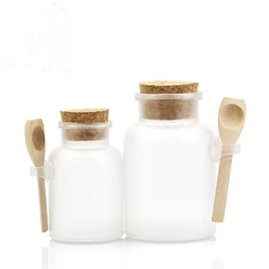 200 г100 г пластиковая Косметическая пустая матовая банка с пробкой Соль для ванной бутылка женская маска контейнер для лица многоразовая бутылка с деревянной ложкой