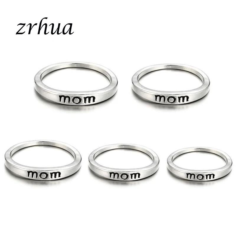 Винтажные Серебристые кулоны Цвет гравировка мама металла кольцо Midi резные